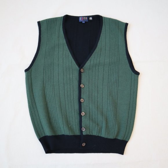 Vintage Exco Crocodile Wool Button Up Vest, Size Large - Picture 8 of 12